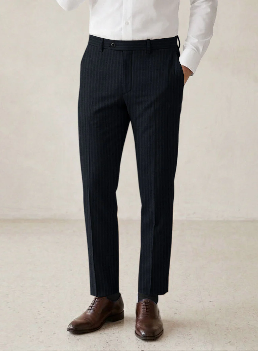 Scabal Cosmopolitan Stripe Alado Blue Wool Pants