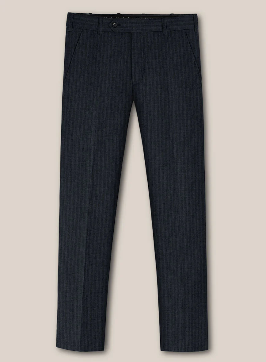 Scabal Cosmopolitan Stripe Alado Blue Wool Pants - Image 2
