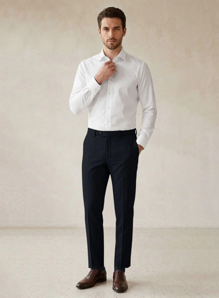 Scabal Cosmopolitan Stripe Alado Blue Wool Pants - Image 3