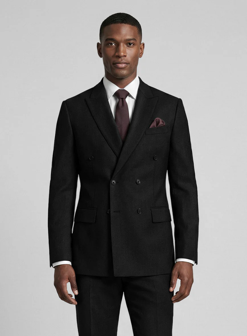 Black Merino Wool Double Breasted Jacket - Image 2
