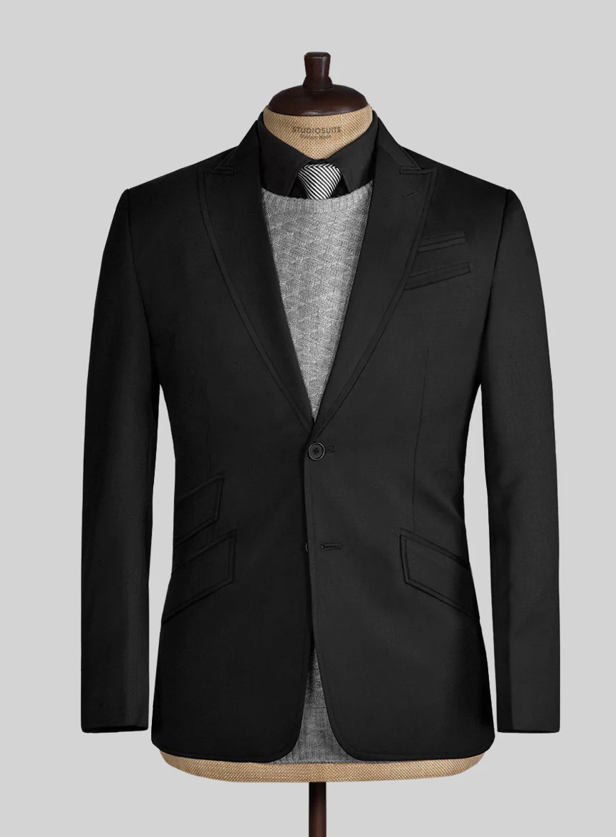 Black Merino Wool Manhattan Style Sports Coat