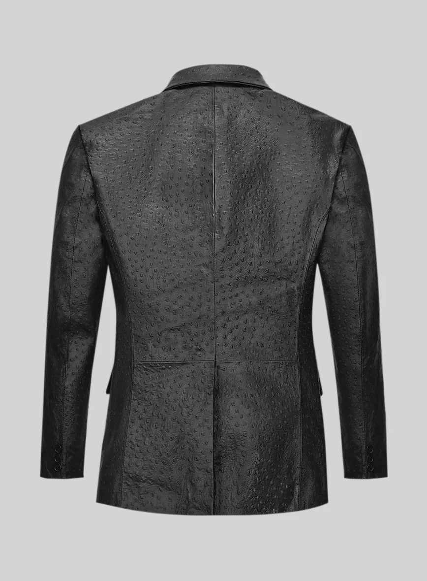 Black Ostrich Leather Blazer - Image 2