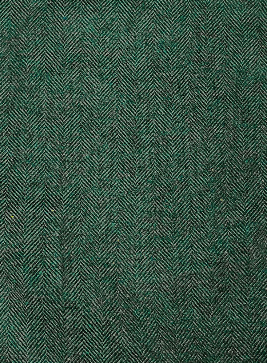 Bottle Green Herringbone Tweed Double Breasted Jacket - Image 4