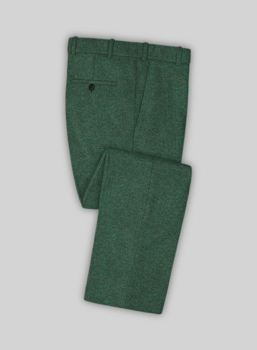 Bottle Green Herringbone Tweed Pants - Image 3