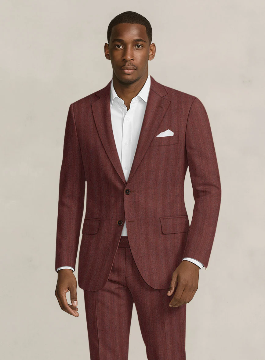 Bristol Burnt Maroon Herringbone Jacket - Image 2