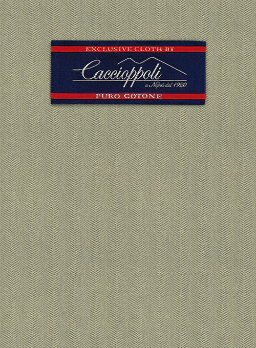 Caccioppoli Herringbone Solar Green Cotton Jacket - Image 2
