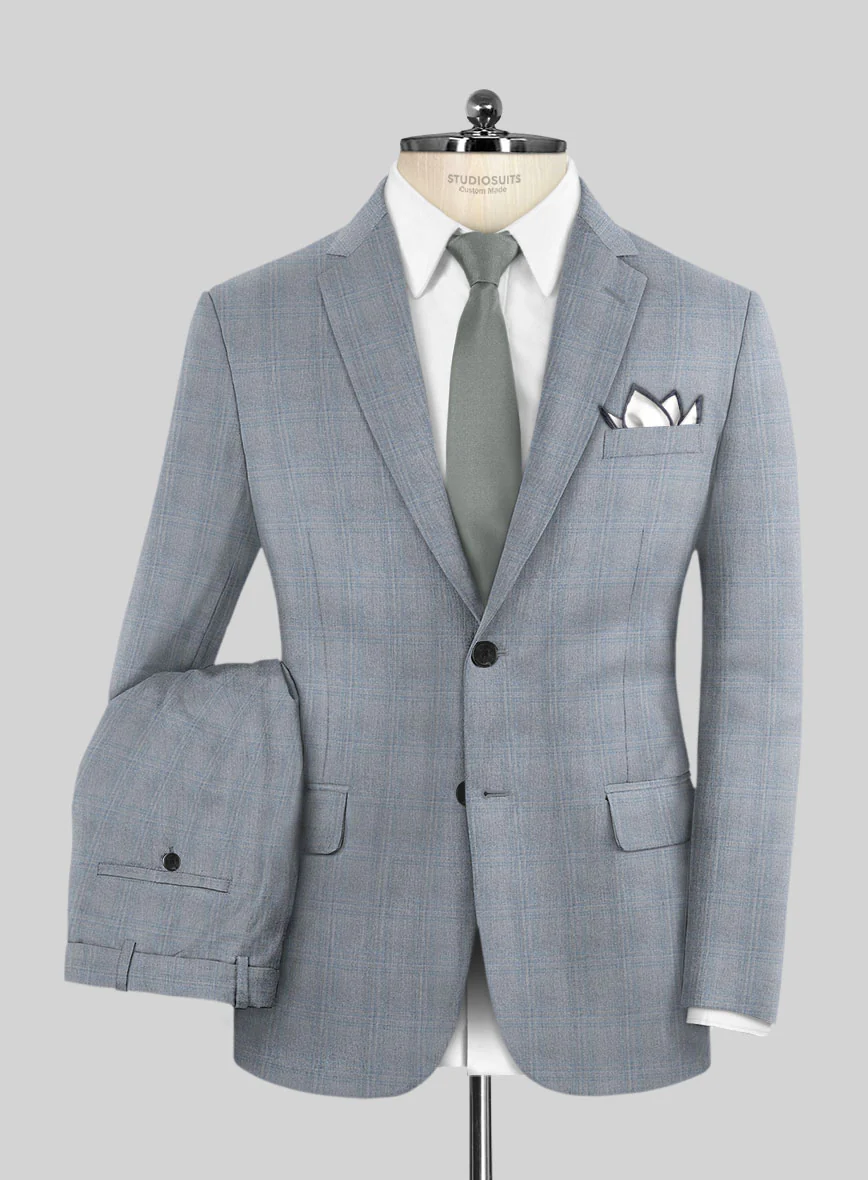 Caccioppoli Sun Dream Quirrt Light Blue Wool Silk Suit