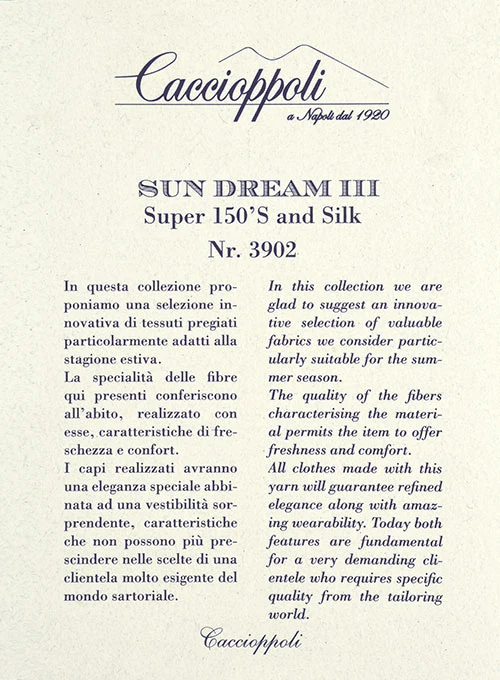 Caccioppoli Sun Dream Rizzo Dark Blue Wool Silk Suit - Image 6