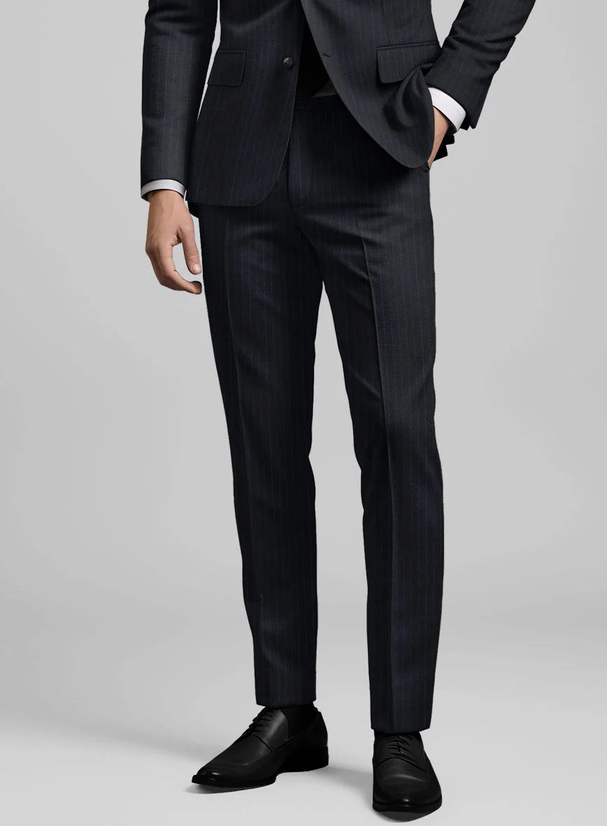 Chalkstripe Blue Wool Pants