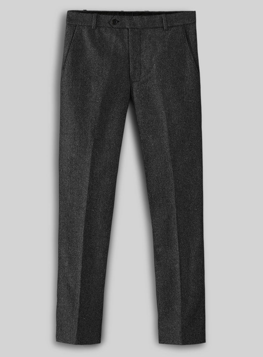 Charcoal Herringbone Tweed Double Breasted Suit - Image 6