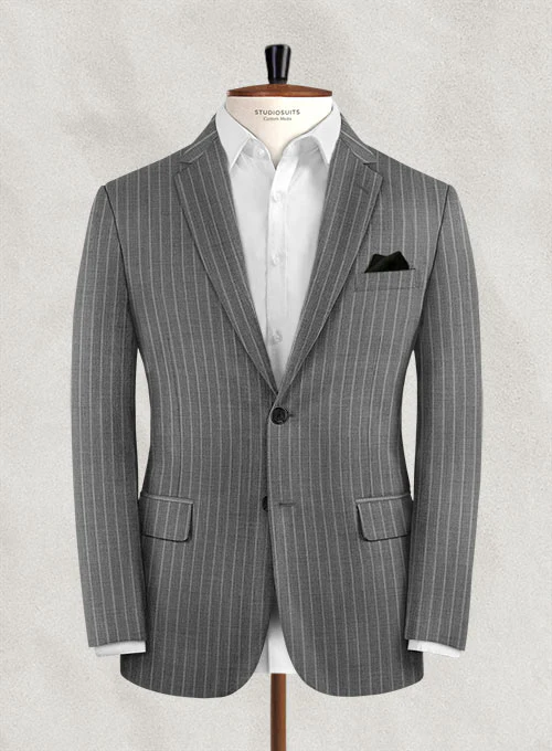 Charles Clayton Bisela Gray Stripe Wool Jacket
