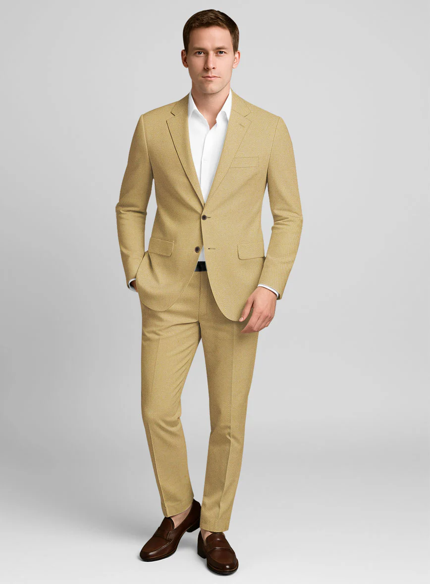 Cotton Drill Khaki Stretch Suit