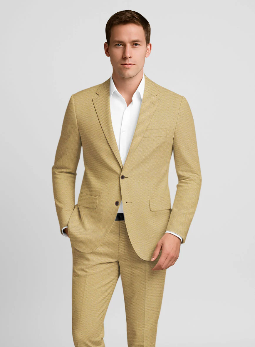 Cotton Drill Khaki Stretch Suit - Image 3