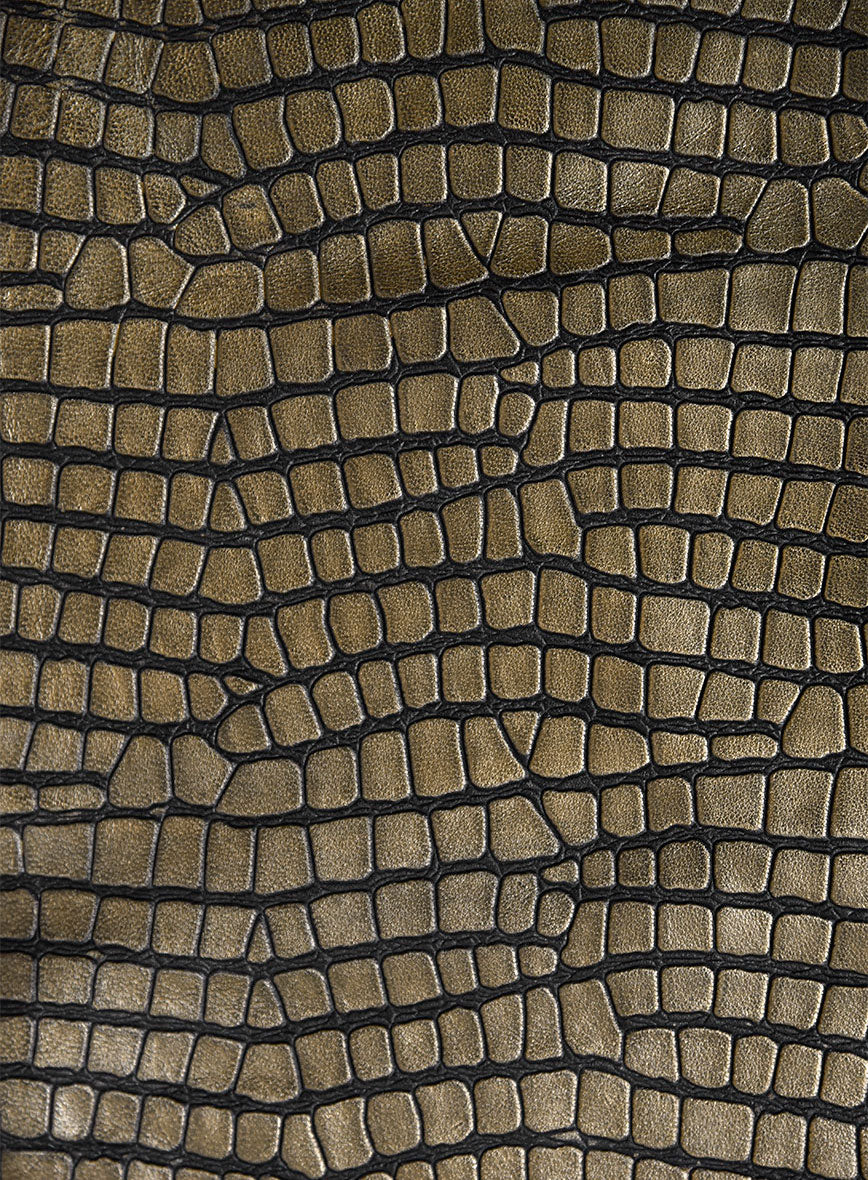 Croc Antique Gold Leather Blazer - Image 5