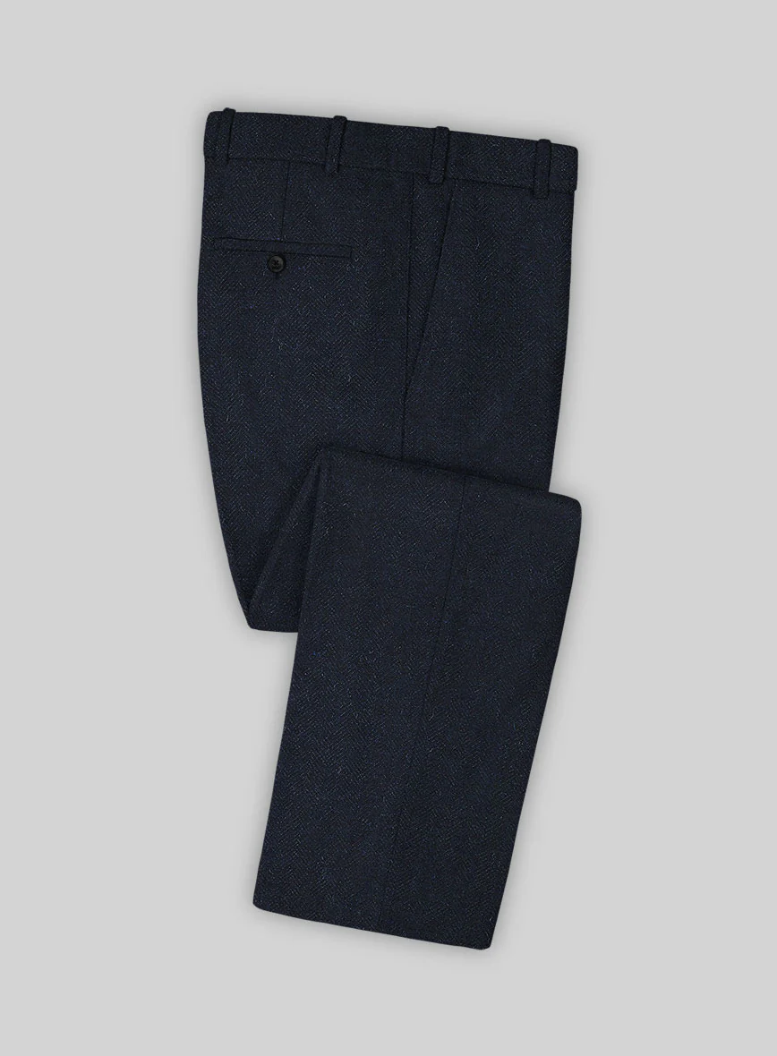 Deep Blue Herringbone Tweed Suit - Image 6