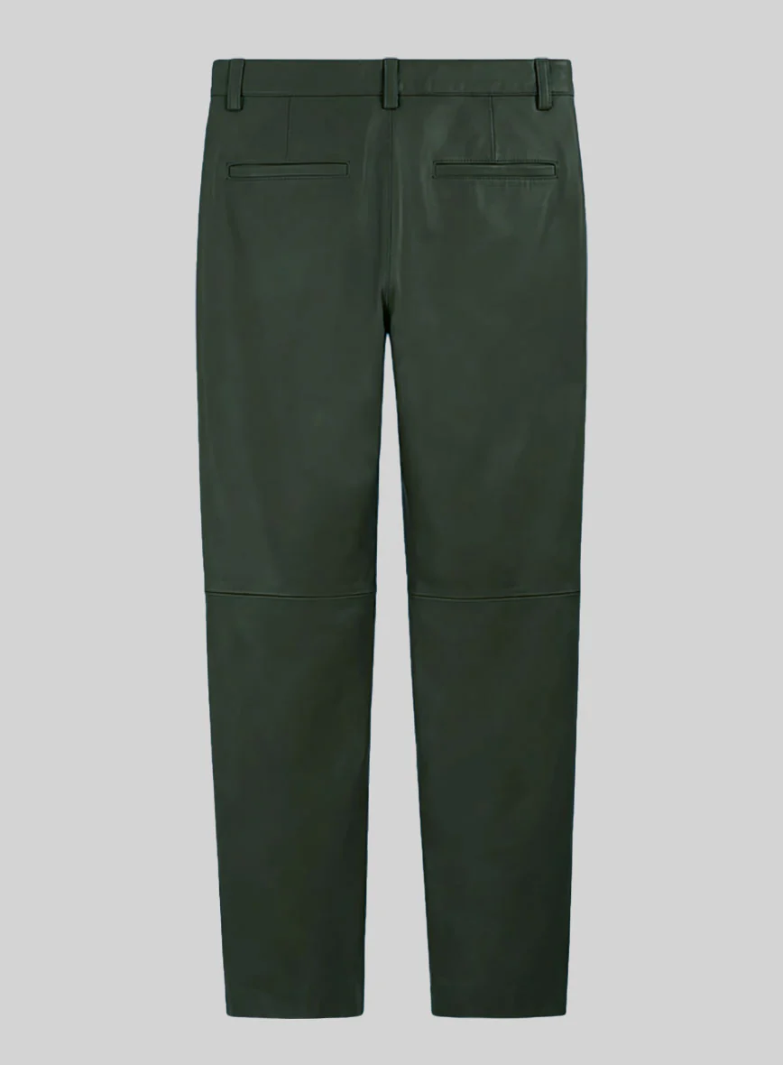 Deep Olive Leather Trousers - Image 2