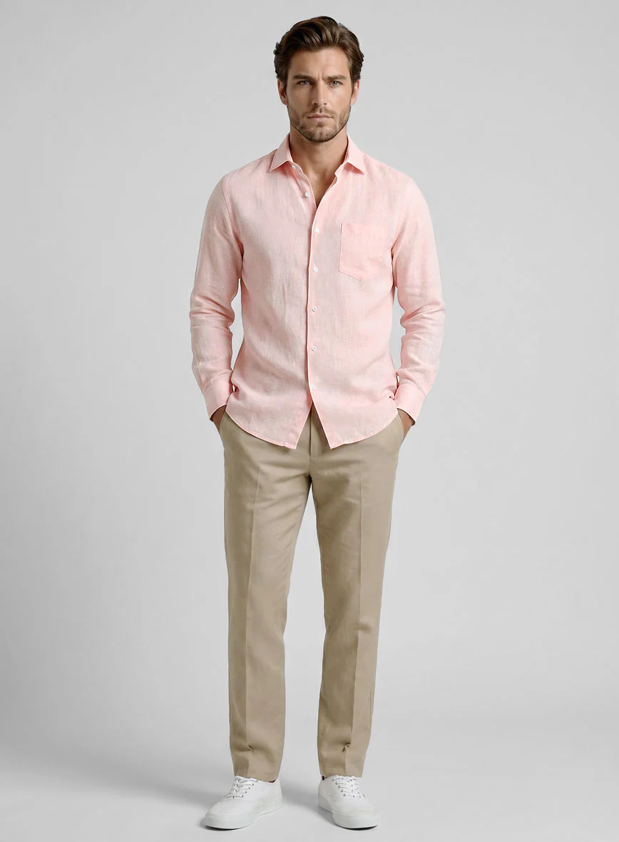 Dublin Baby Pink Linen Shirt - Image 4