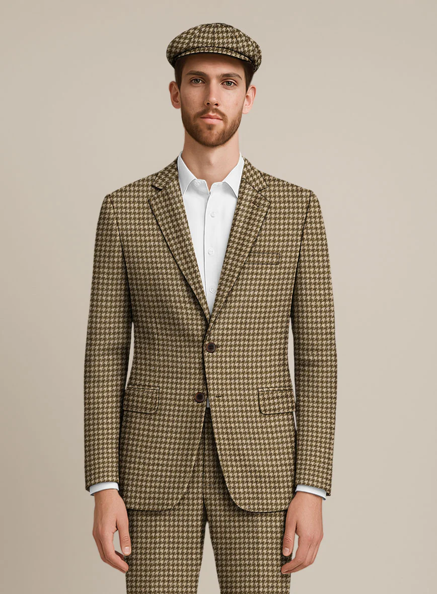 Earth Brown Houndstooth Tweed Suit - Image 3