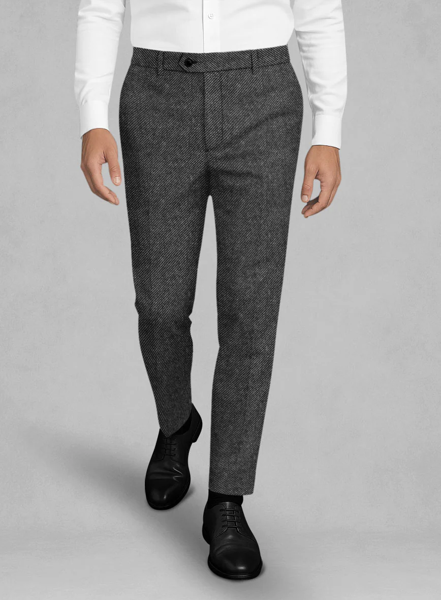Ebony Twill Gray Tweed Pants