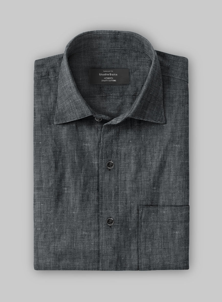European Ash Gray Linen Shirt - Image 2