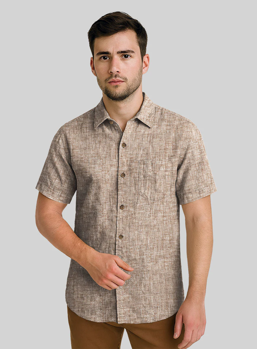 European Brown Linen Shirt