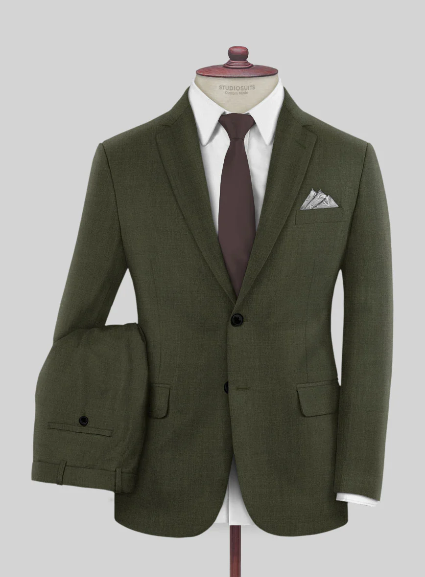 Fresco Olive Wool Suit - Image 2
