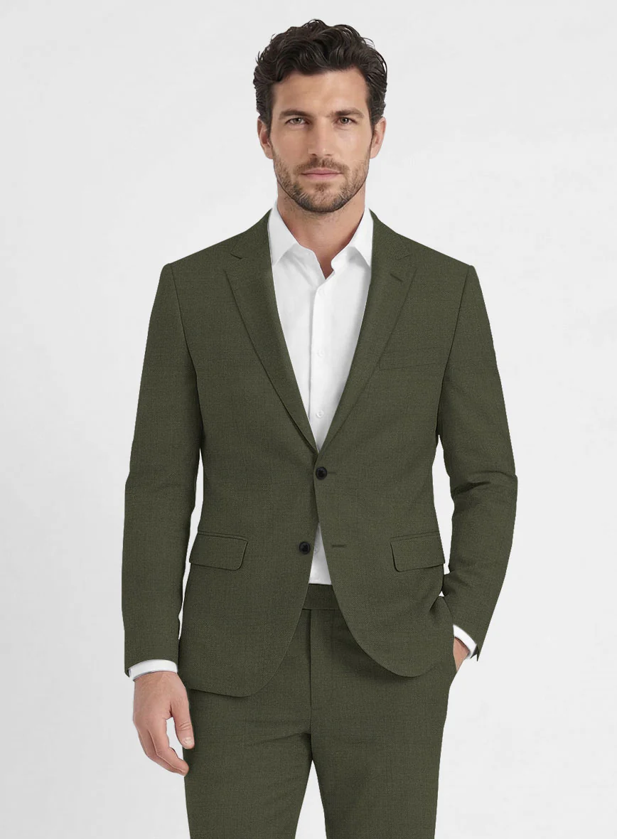Fresco Olive Wool Suit - Image 3