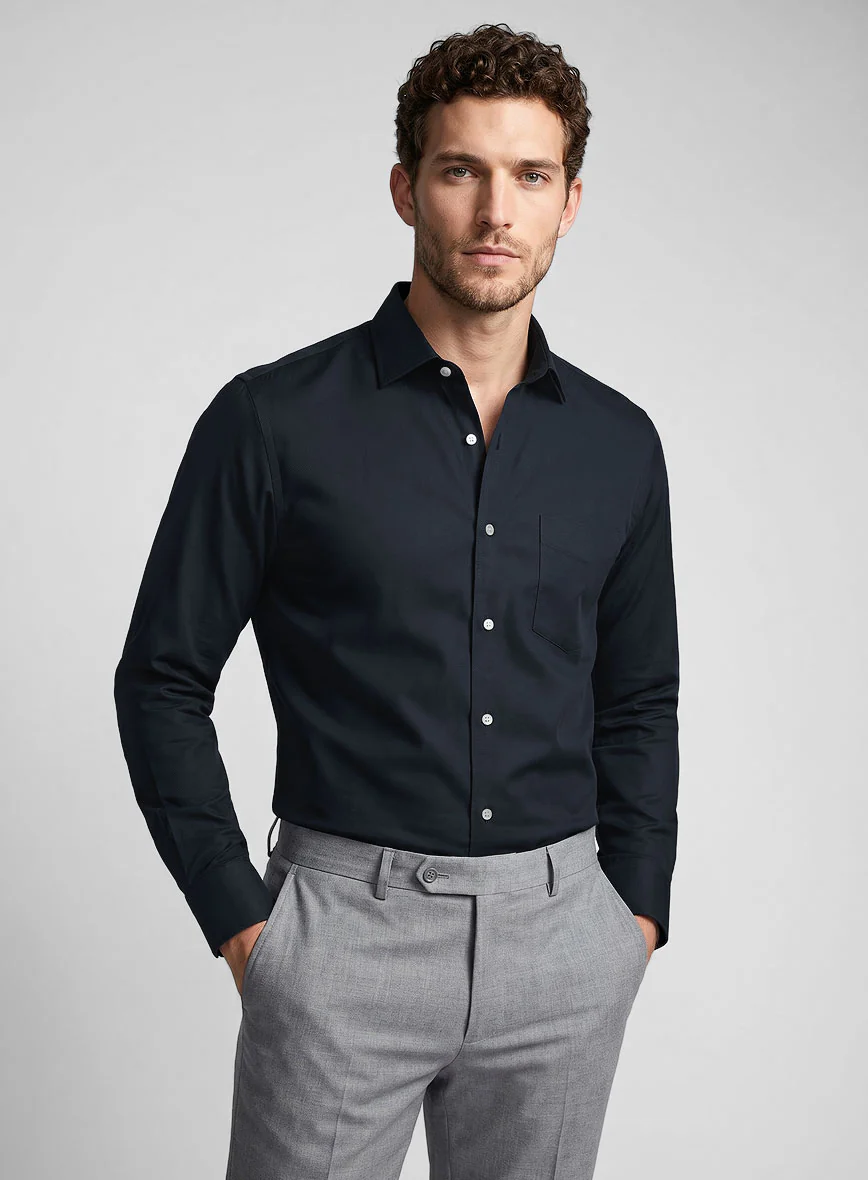 Giza Navy Blue Cotton Shirt