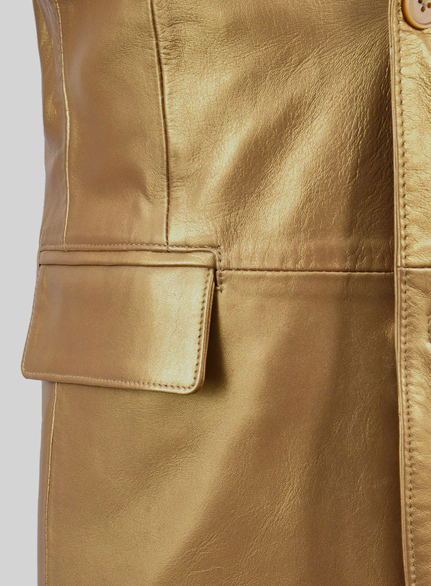 Gold Leather Blazer - Image 3