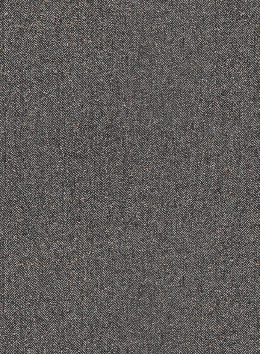 Gray Herringbone Flecks Donegal Tweed Double Breasted Jacket - Image 3