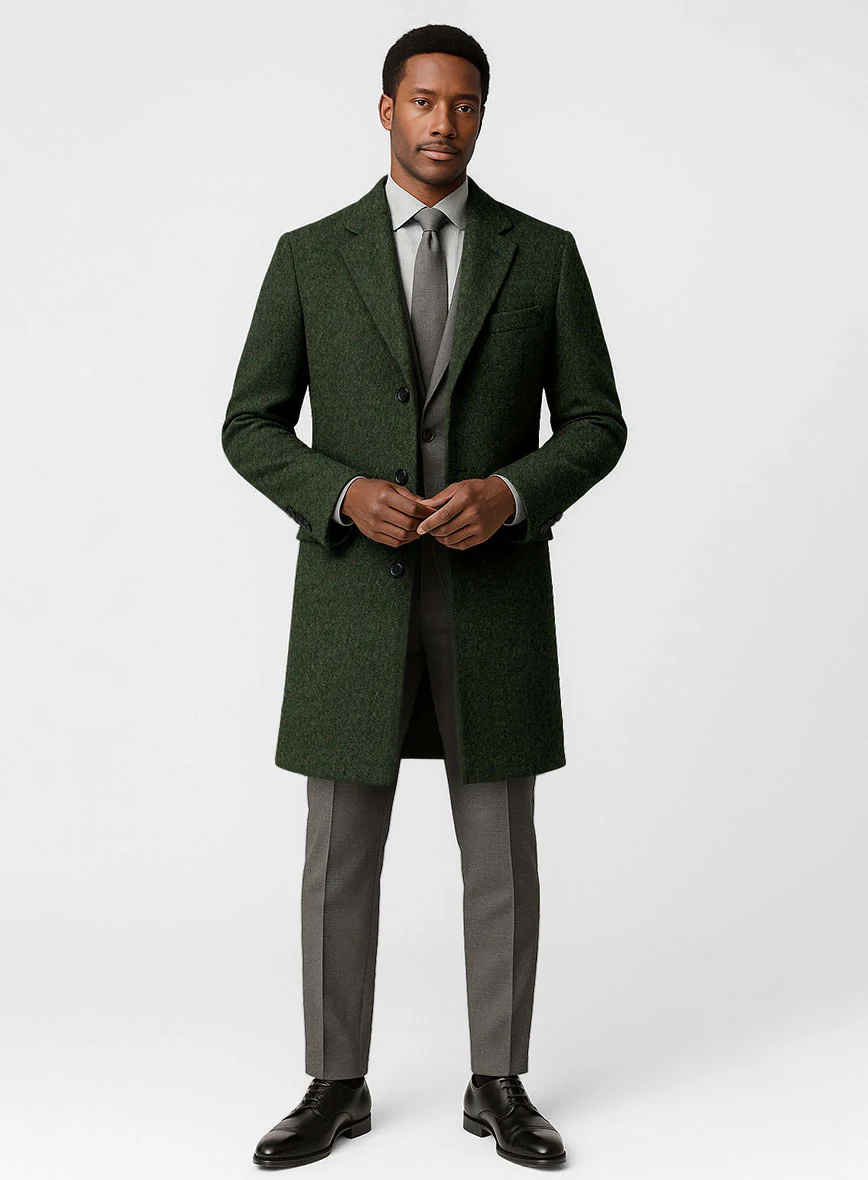 Green Thick Wool Overcoat