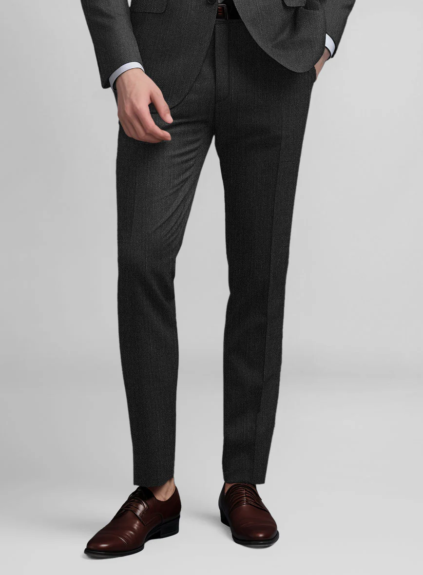Guabello Dark Gray Herringbone Suit - Image 6