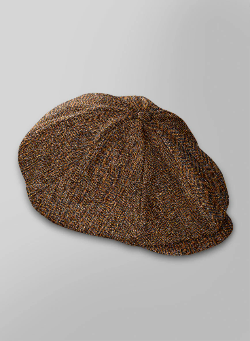 Haberdasher Autumn Rust Tweed Newsboy Cap - Image 3