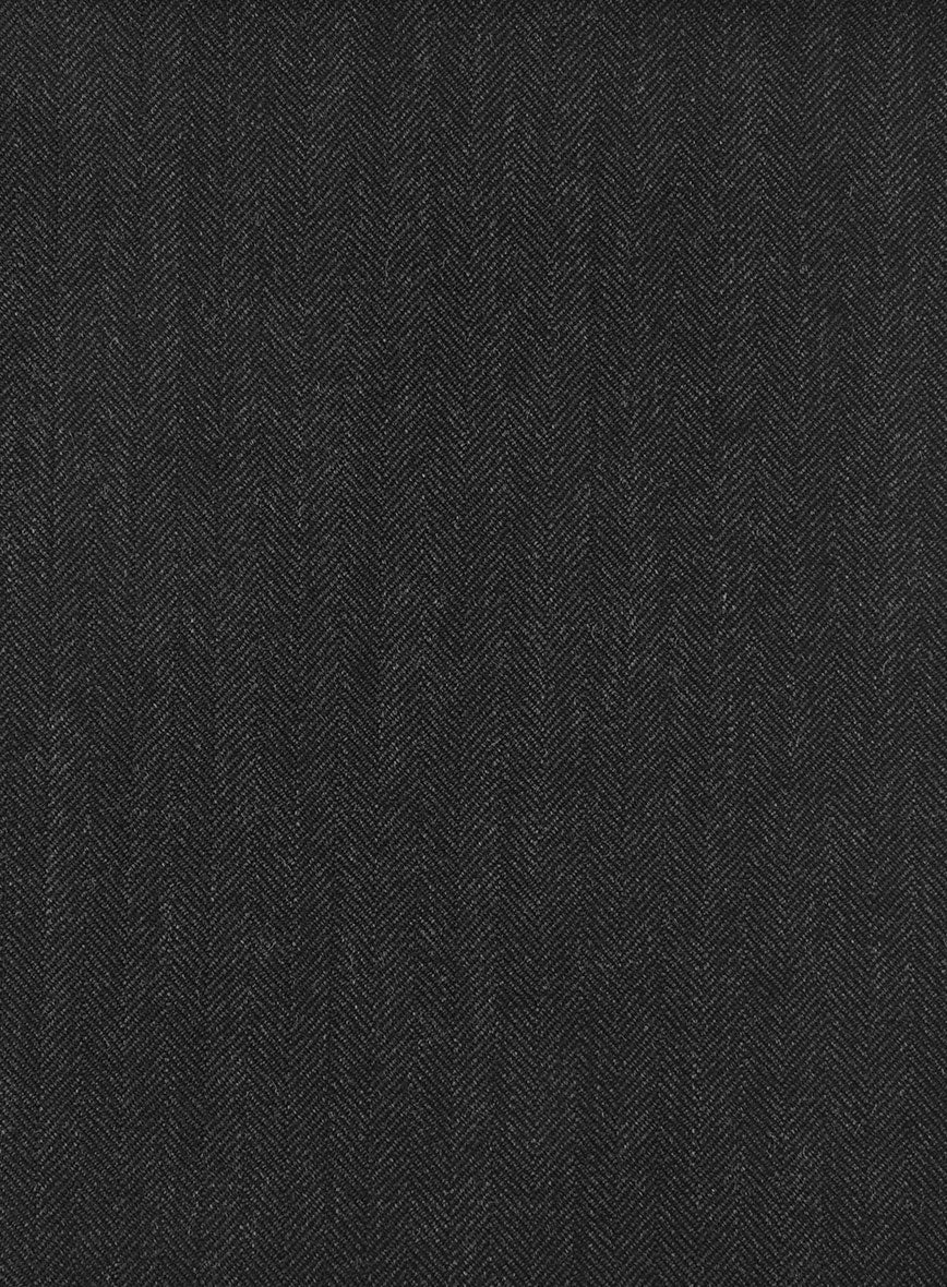 Hardy Minnis Charcoal Herringbone Wool Pants - Image 3