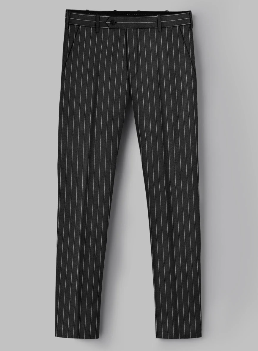 Hardy Minnis Charcoal Rope Stripe Wool Pants