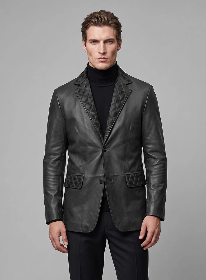 Harper Burnt Charcoal Leather Blazer - Image 4