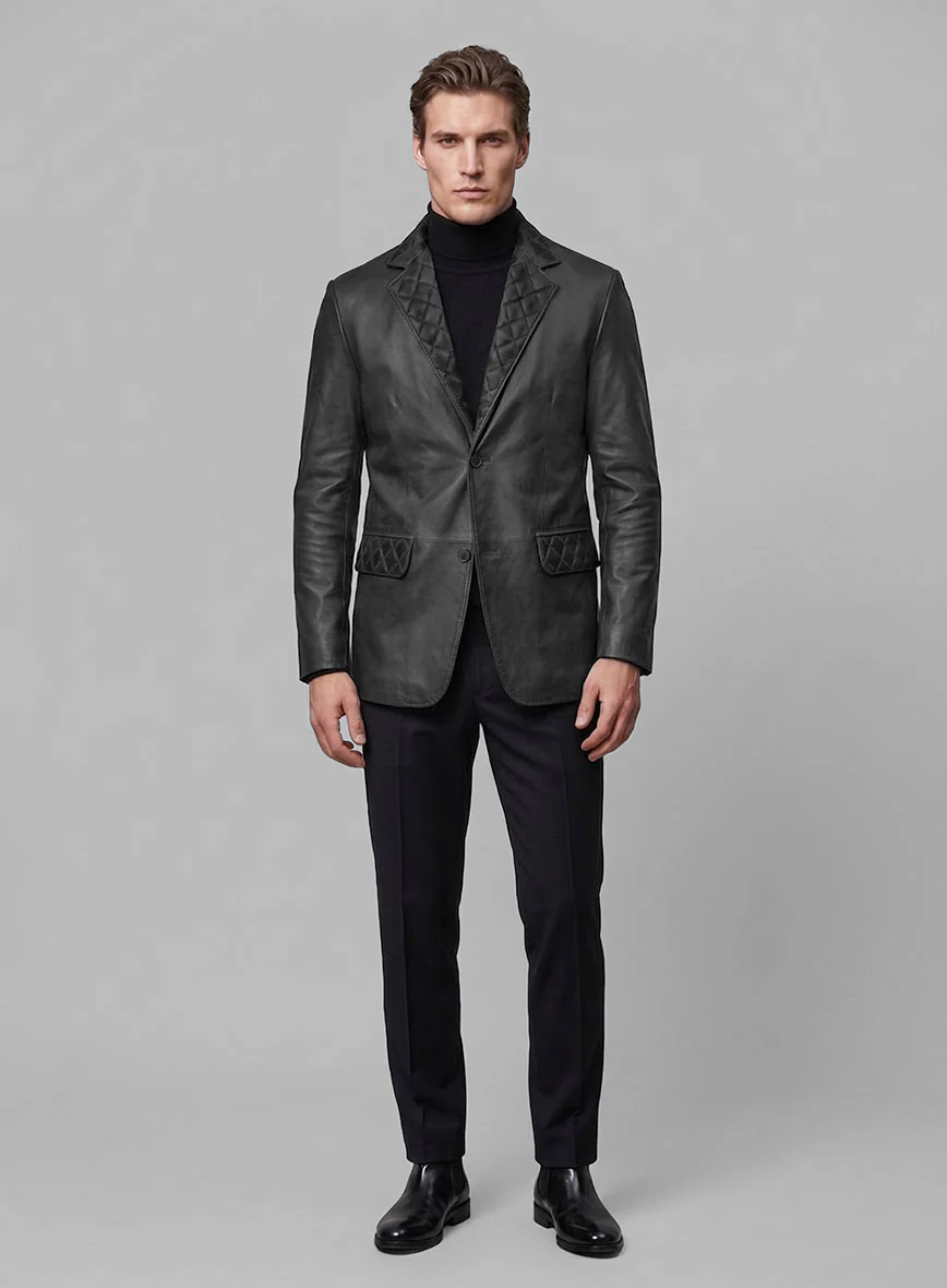 Harper Burnt Charcoal Leather Blazer - Image 5