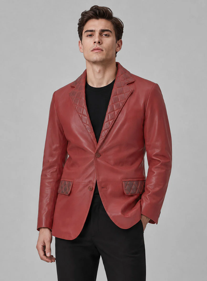 Harper Burnt Red Leather Blazer - Image 3