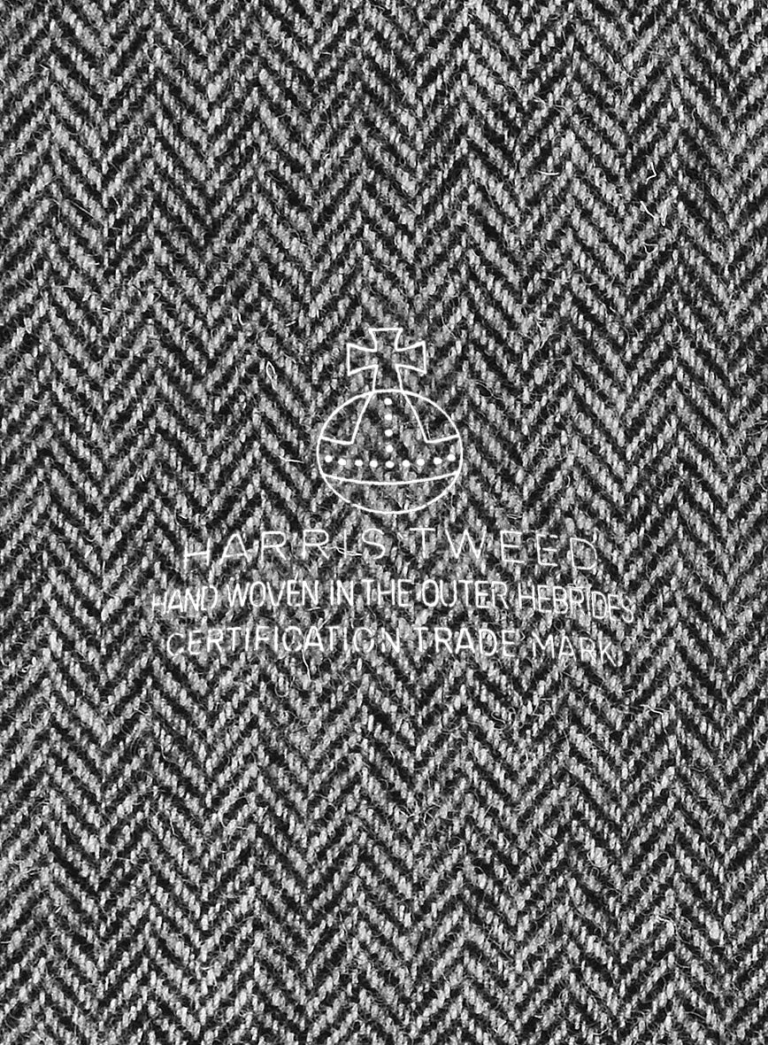 Harris Tweed Gray Herringbone Pea Coat - Image 4