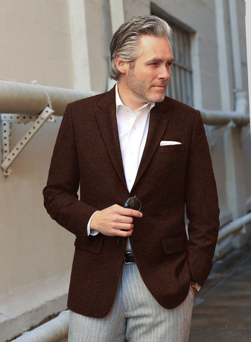 Harris Tweed Wide Herringbone Rust Jacket - Image 2