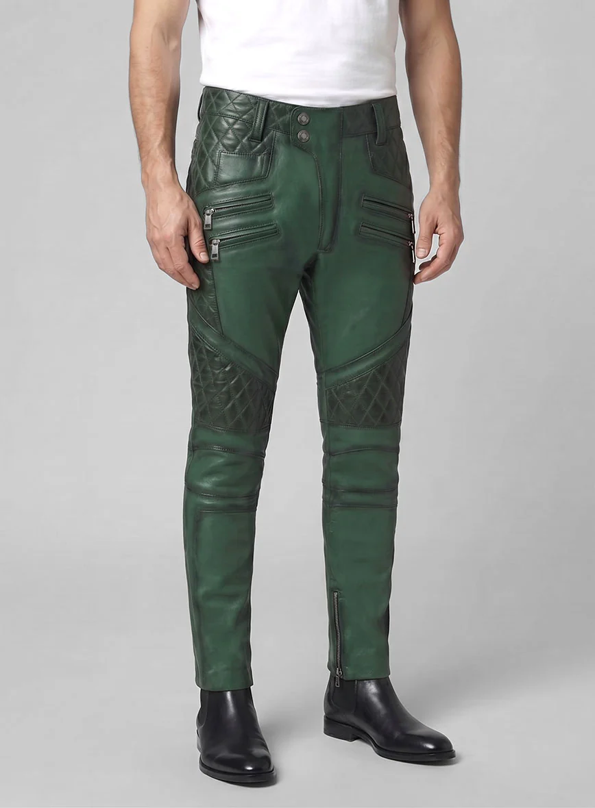 Hector Burnt Green Leather Pants - Image 8