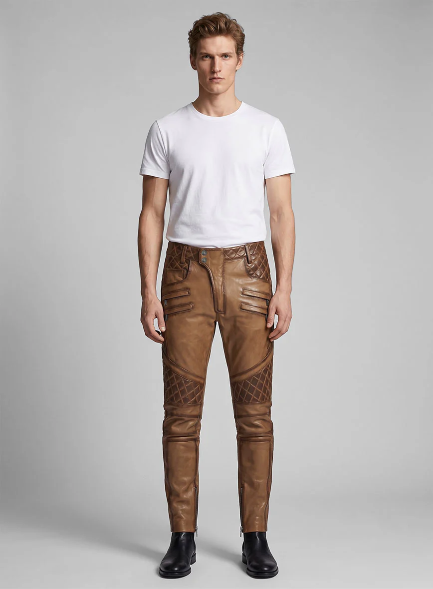 Hector Burnt Tan Leather Pants - Image 9