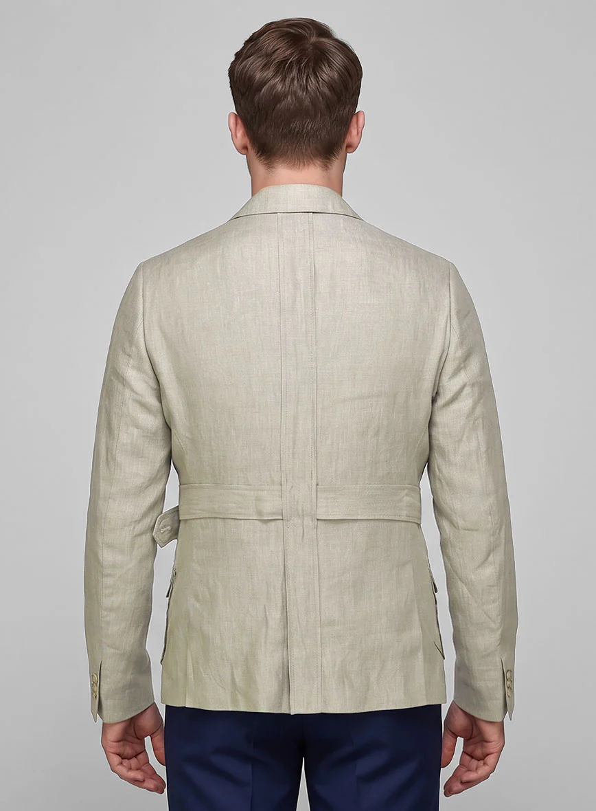 Henrik Belted Campari Oatmeal Linen Jacket - Image 6