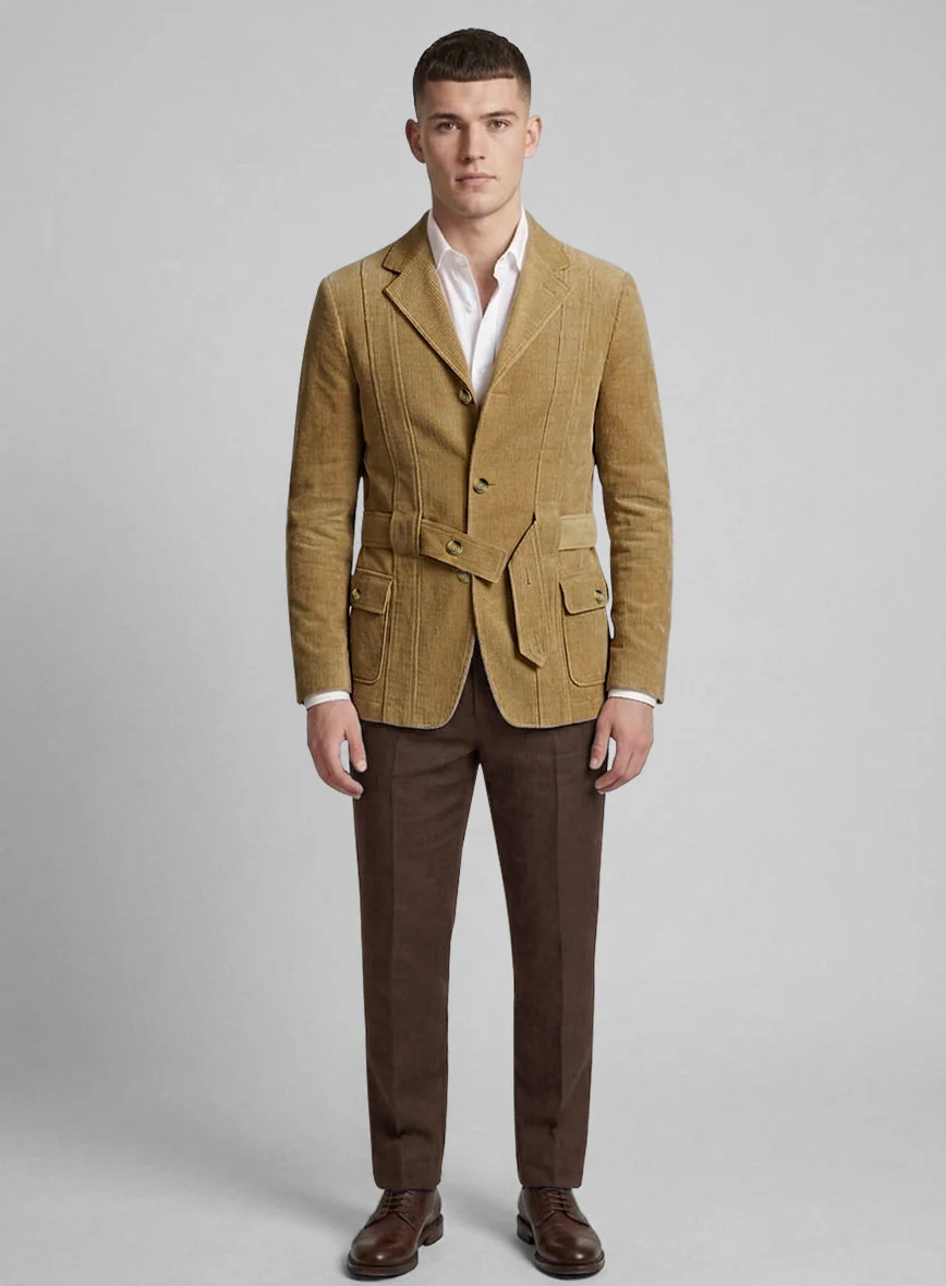 Henrik Belted Khaki Corduroy Jacket - Image 5