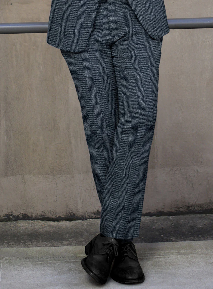 Highlander Heavy Blue Herringbone Tweed Pants