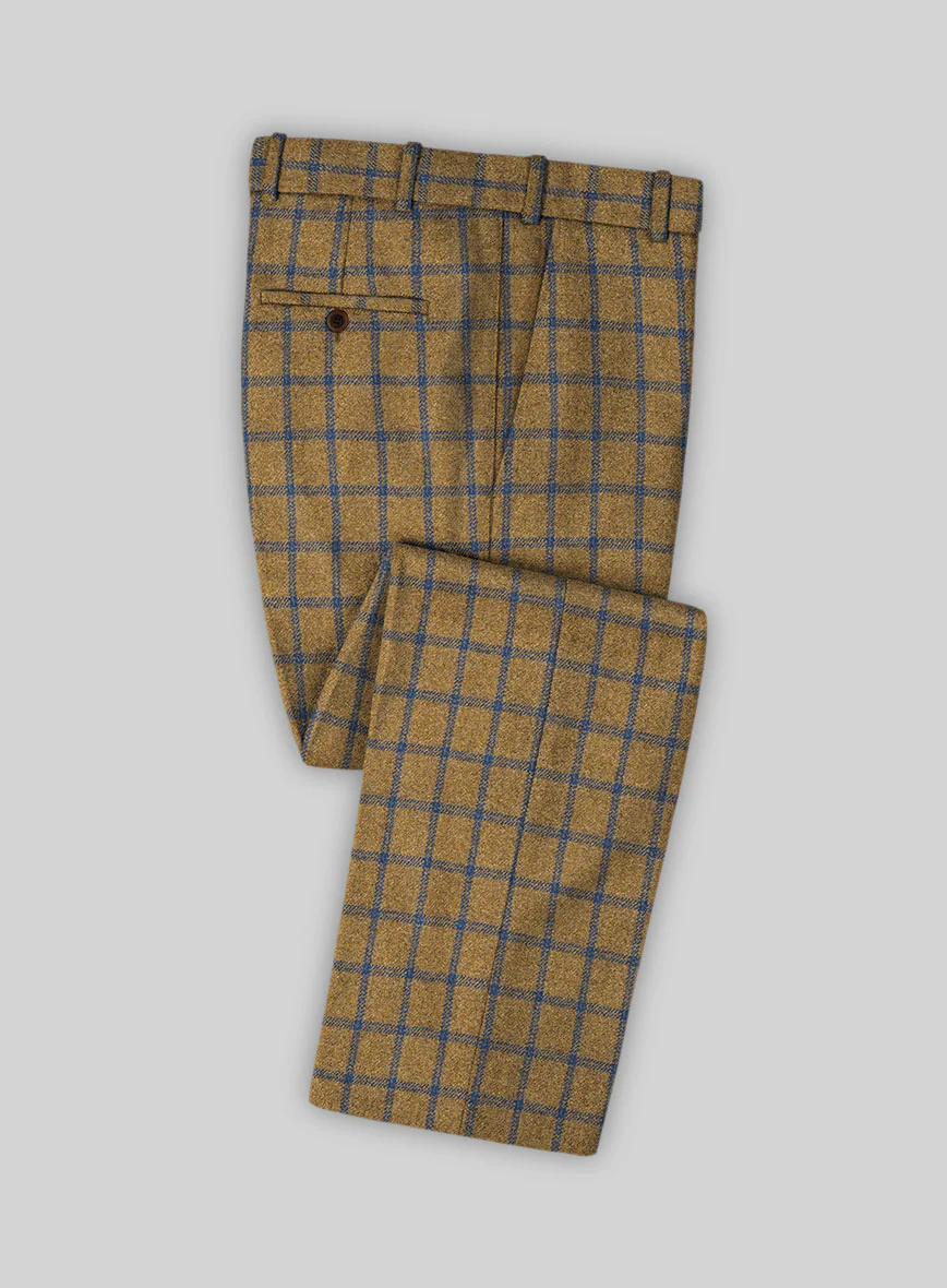 Highlander Heavy Mustard Check Tweed Double Breasted Suit - Image 3