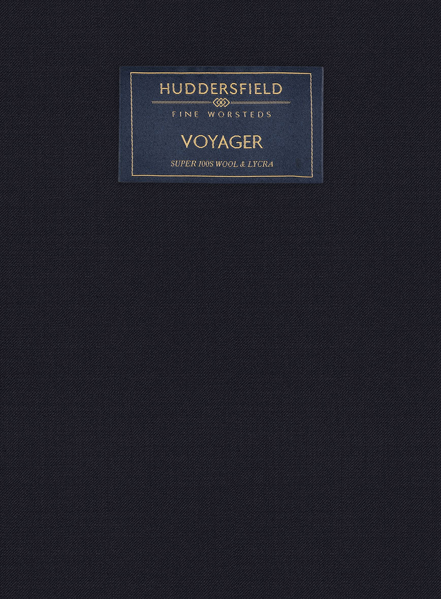 Huddersfield Stretch Navy Blue Wool Pants - Image 3