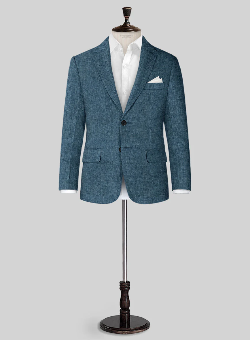 Indigo Blue Linen Boys Suit - Image 2