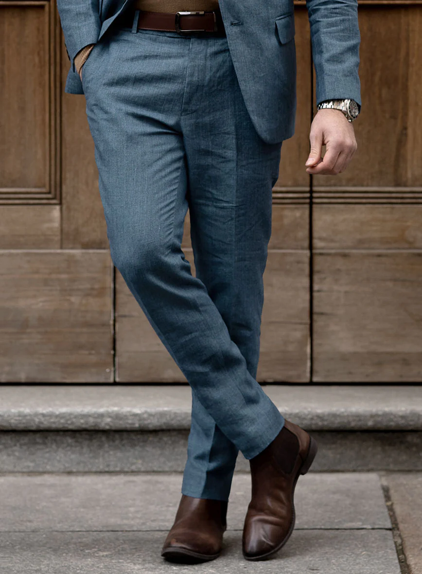 Indigo Blue Linen Pants - Image 2