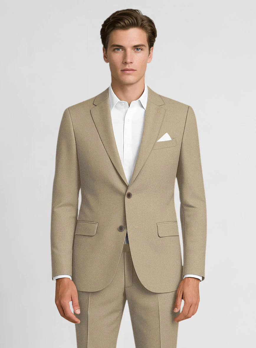 Italian Beige Cotton Stretch Suit - Image 4